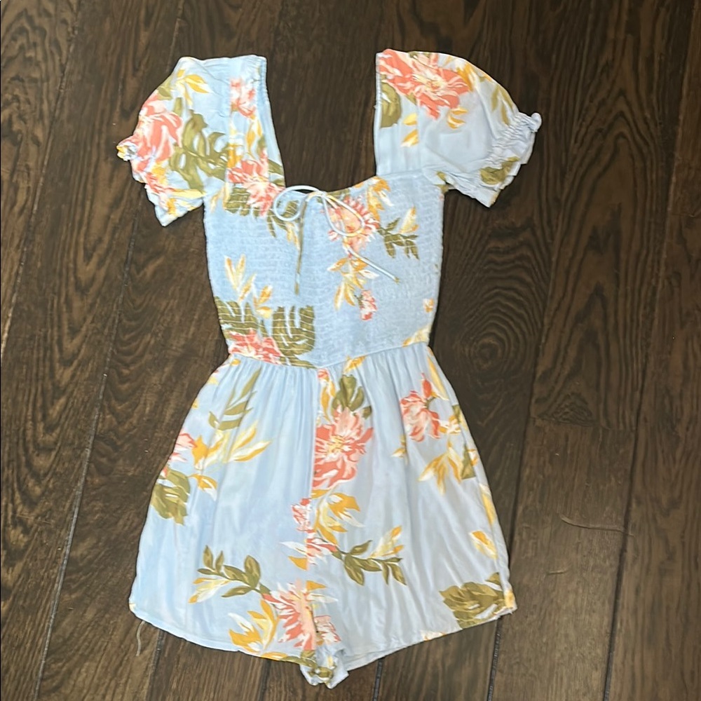 Billabong Blue and Orange Floral Jumpsuit